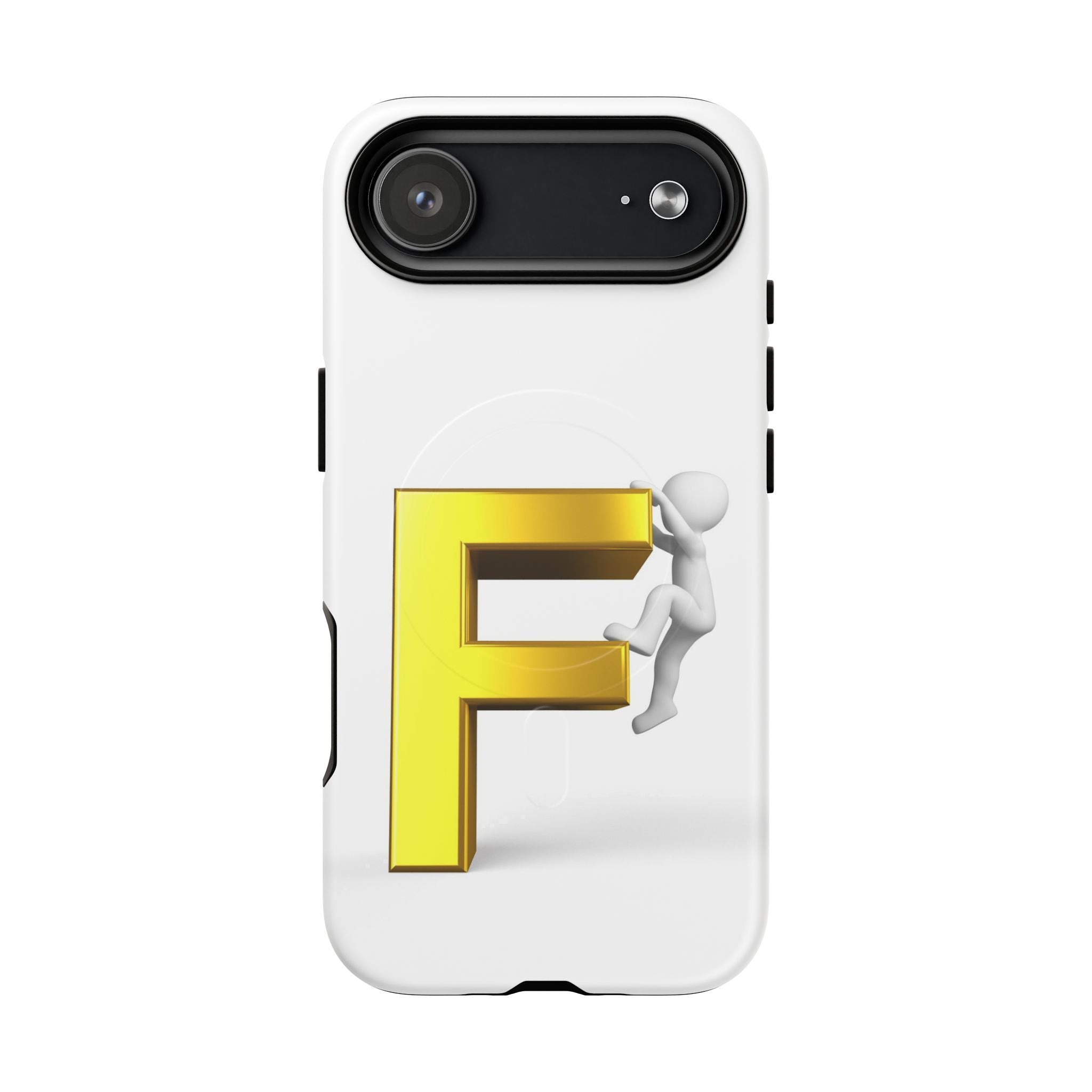 3D Gold Letter F Climber Phone Case | Magnetic Tough Case