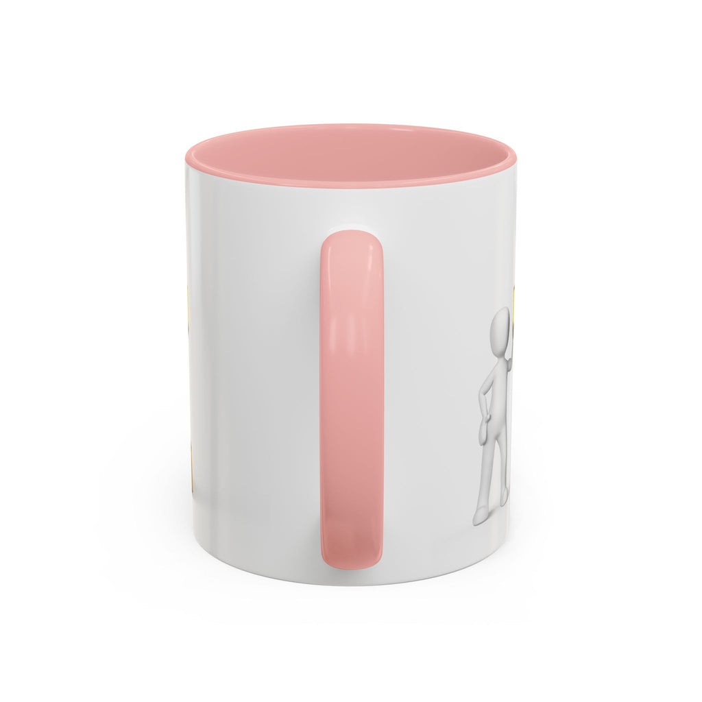 3D Stick Figure with Gold Letter T Mug | Accent Coffee Mug