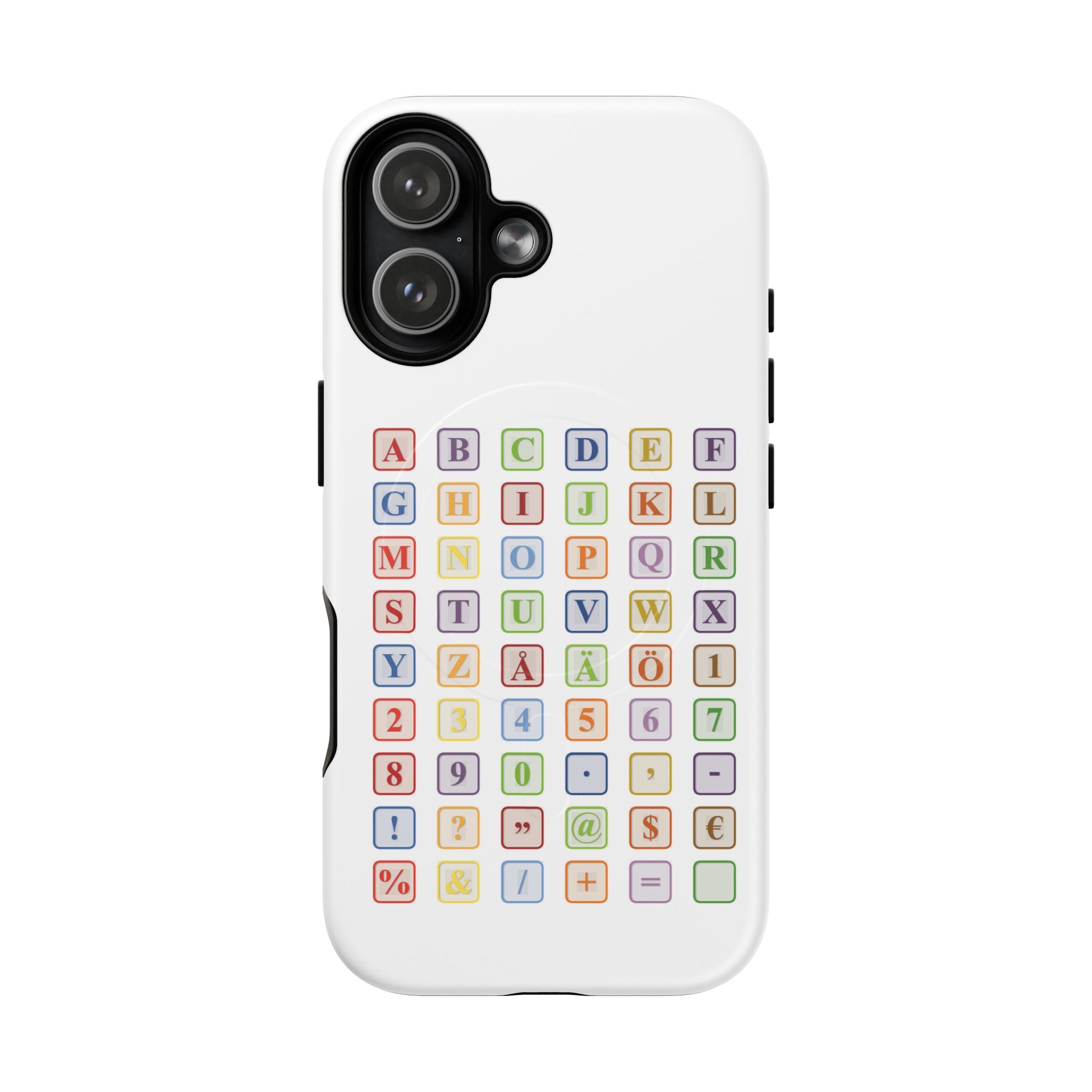 Coque de téléphone Alphabet Blocks | Coque magnétique résistante, grille de lettres colorées