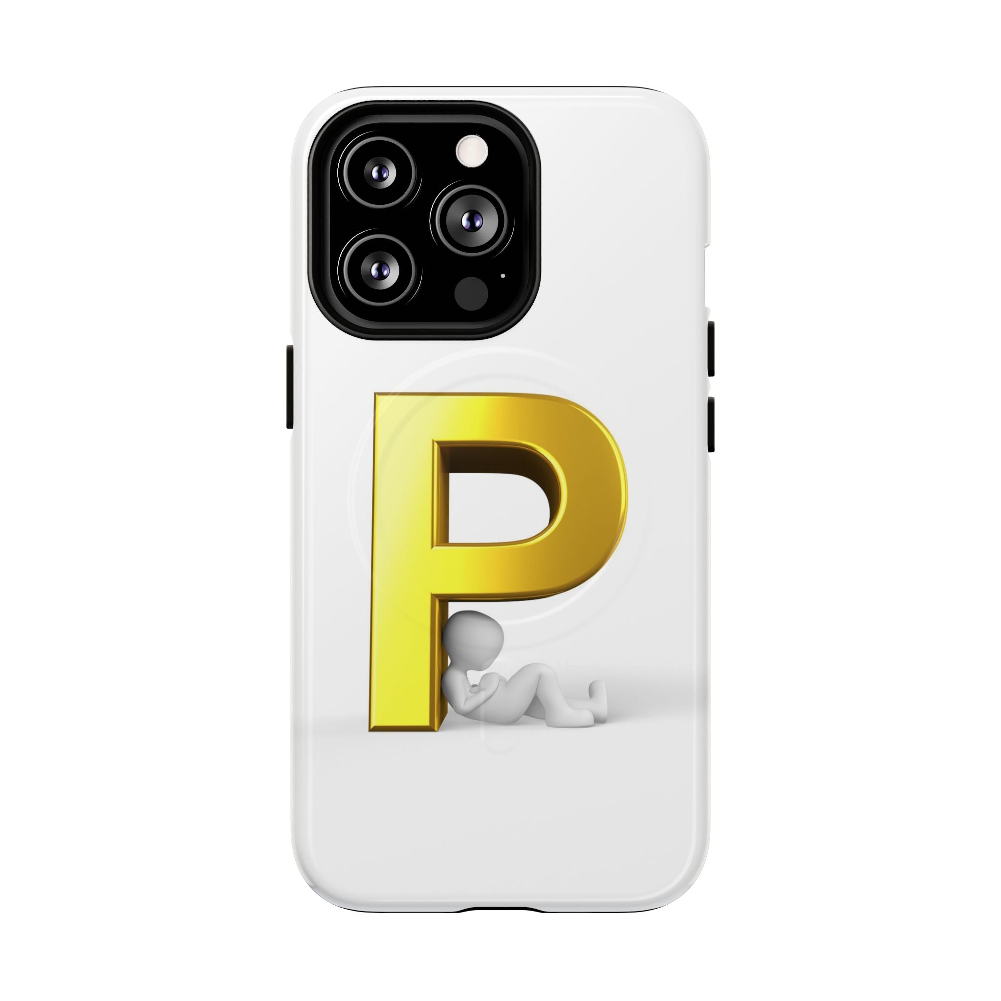 Coque de Téléphone Monogramme Lettre P Dorée | Coque Magnétique Robuste