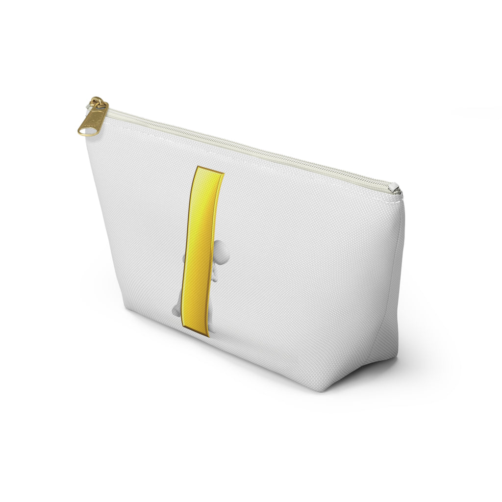 3D Stick Figure Holding Gold Letter i Accessory Pouch | T-Bottom Cosmetic Bag