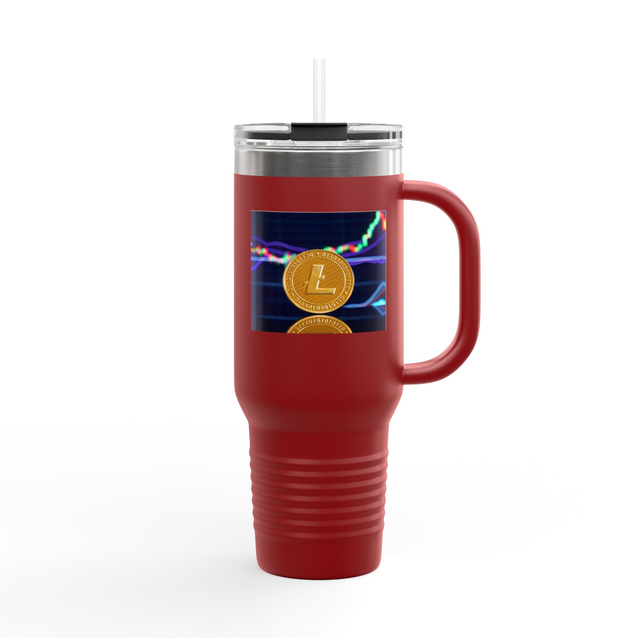 Litecoin Crypto Coin with Price Chart Tumbler | 40oz Insulated Travel Mug