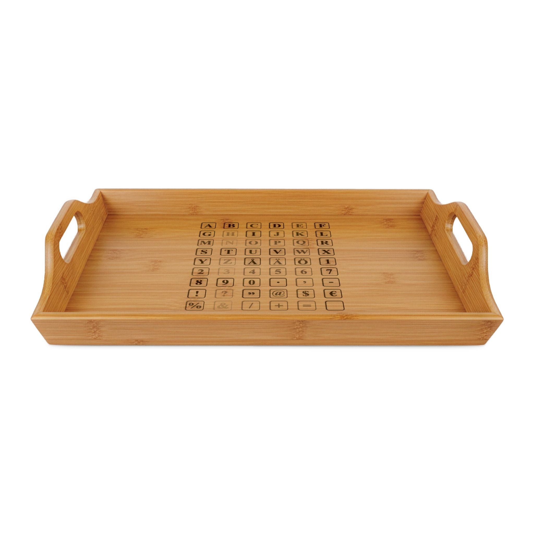 Scrabble Tile Alphabet Bamboo Serving Tray | Engraved Letter Game Design