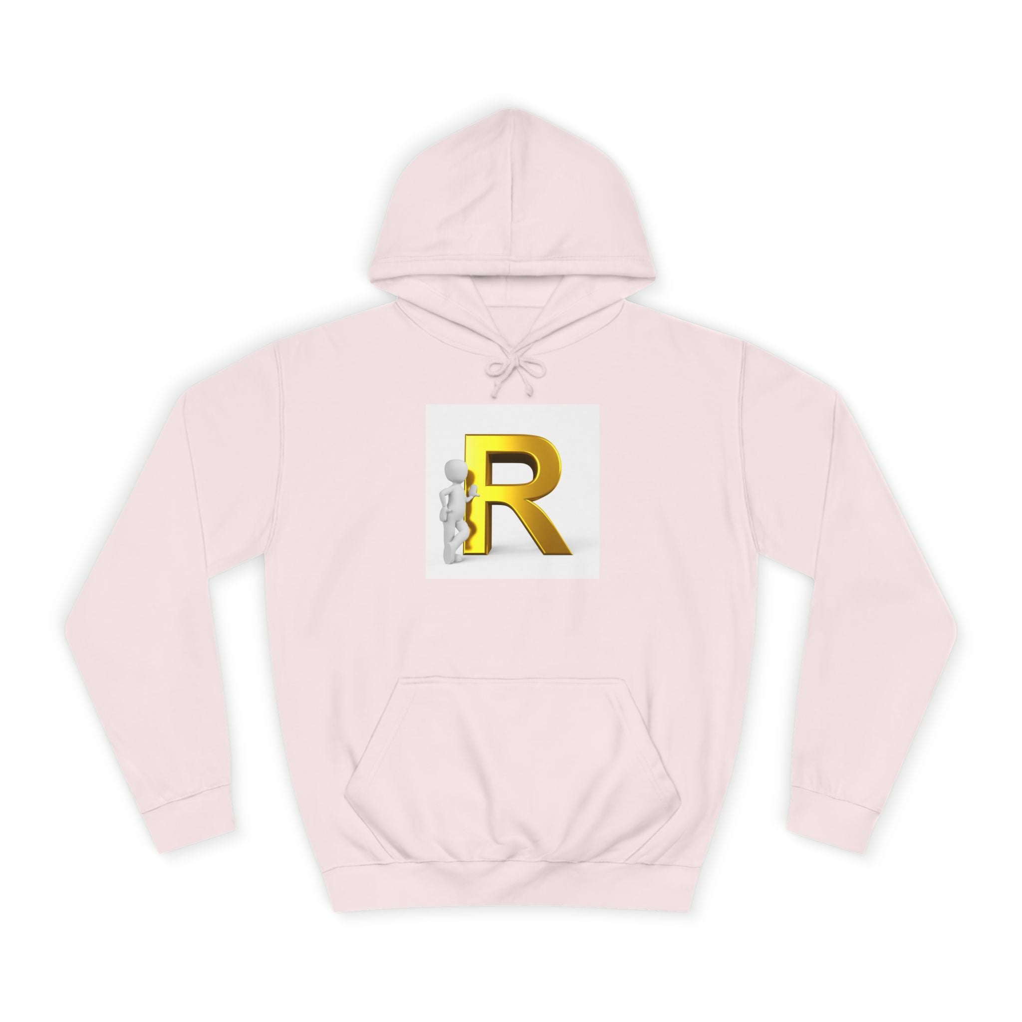 Gold Letter R Hoodie | 3D Character Leaning on R