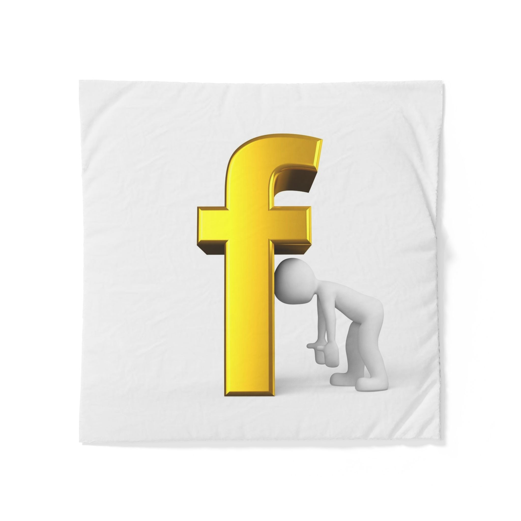 3D Gold Letter F with Figure Cotton Duvet Cover | Typography Bedding