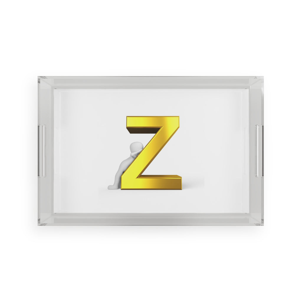 Gold 3D Letter Z design Serving Tray | Acrylic monogram home decor