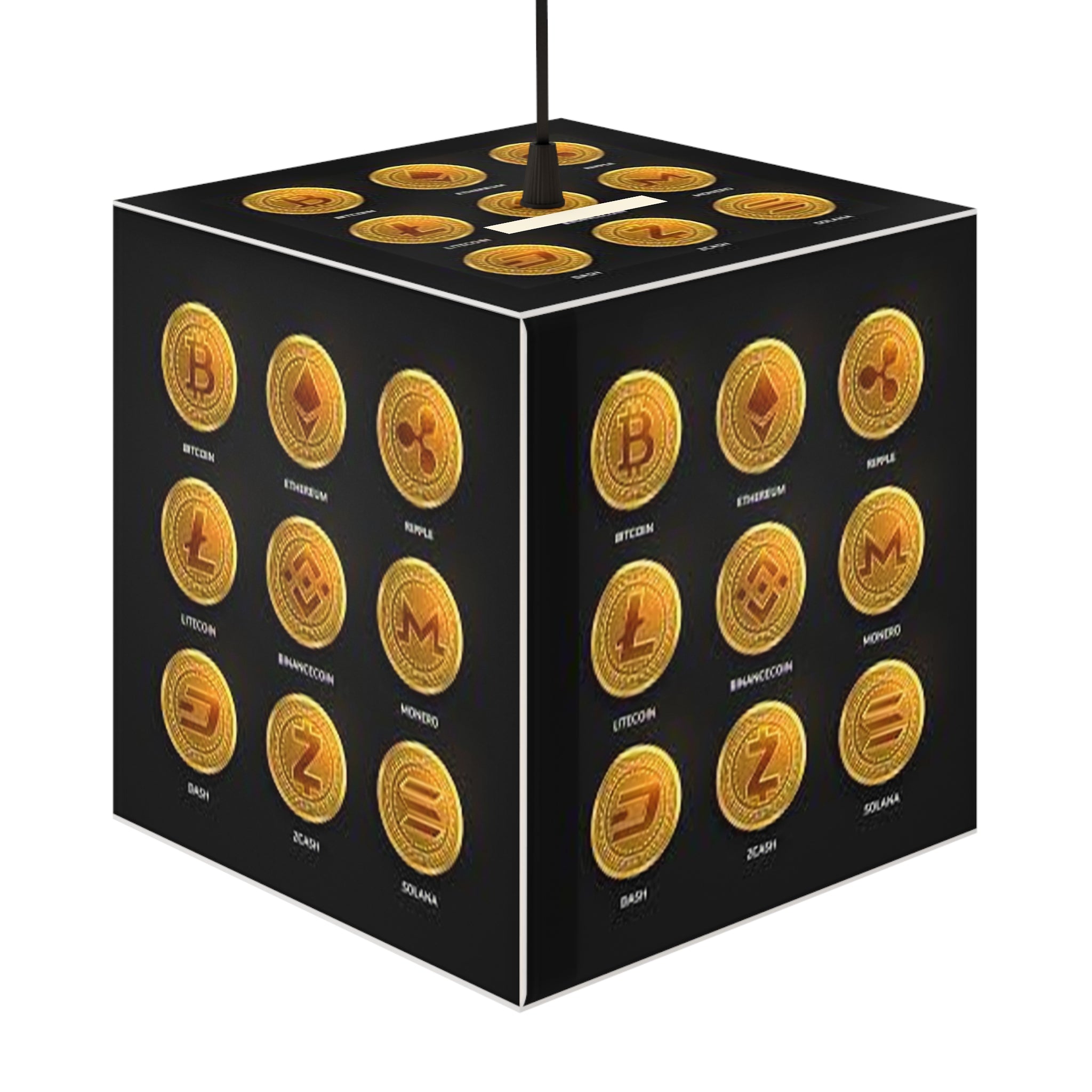 Cryptocurrency Coin Icons Light Cube Lamp | Bitcoin Ethereum Ripple Litecoin