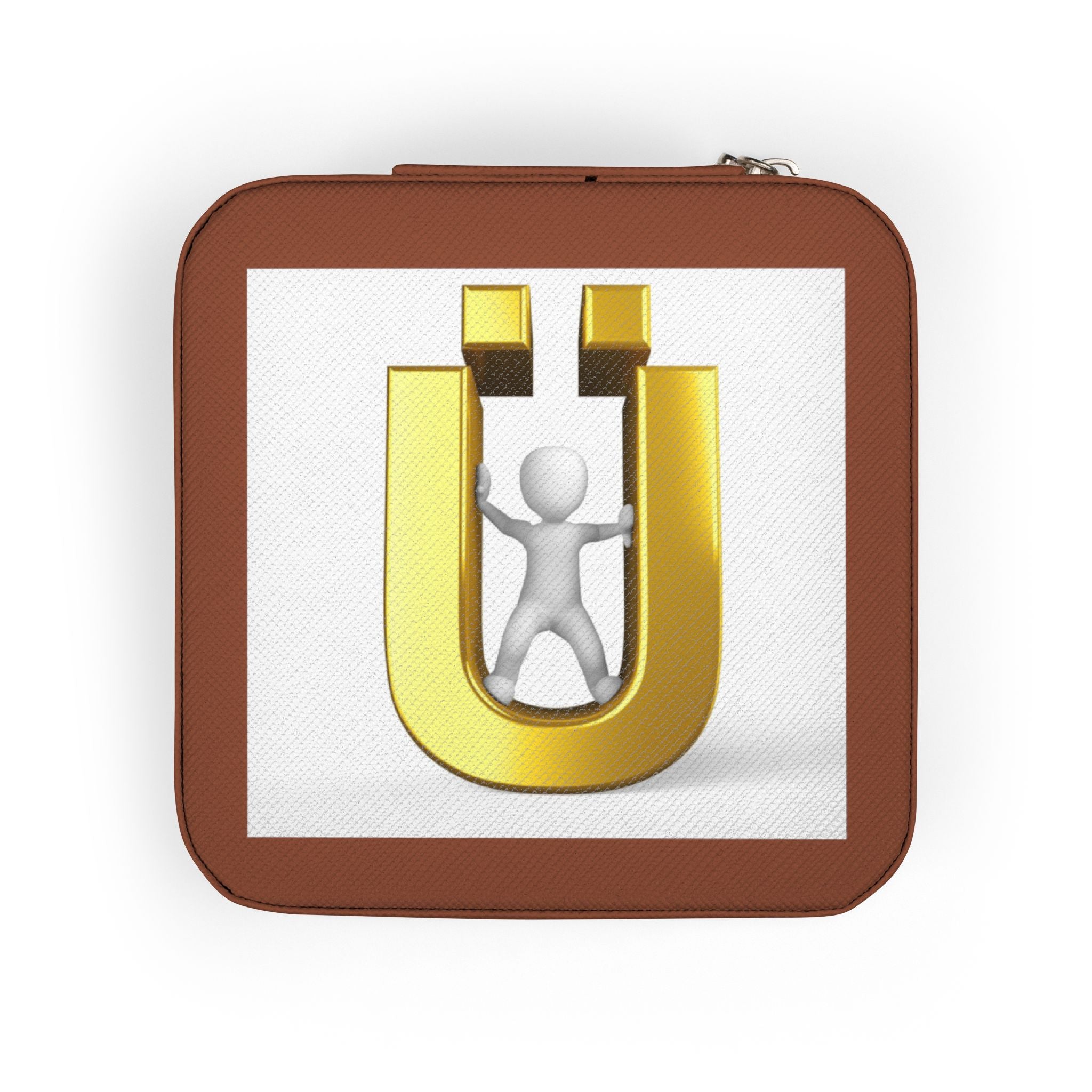 Gold Letter Ü Monogram Jewelry Travel Case | Compact Portable Organizer