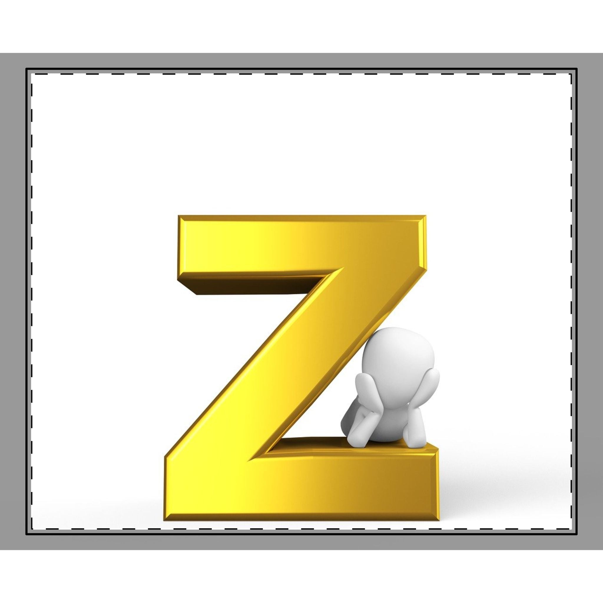 Gold Letter Z with Sitting Character coverlet