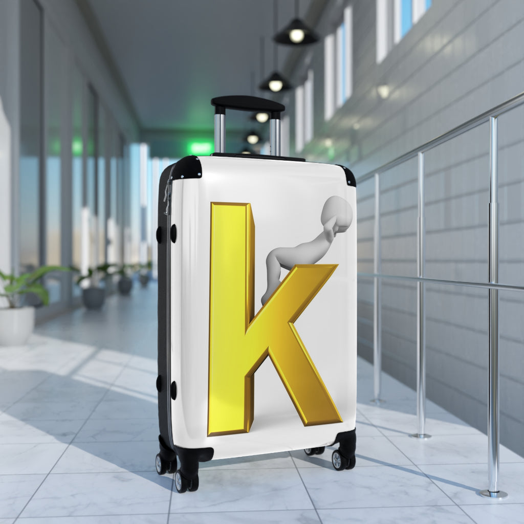 Gold Letter K Monogram Suitcase | Personalized Initial Luggage Cover