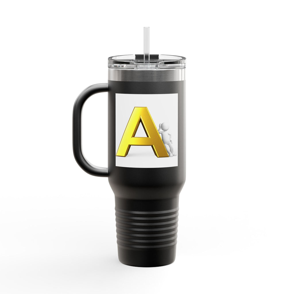 Yellow 3D Letter A Initial Travel Mug | 40oz Insulated Tumbler