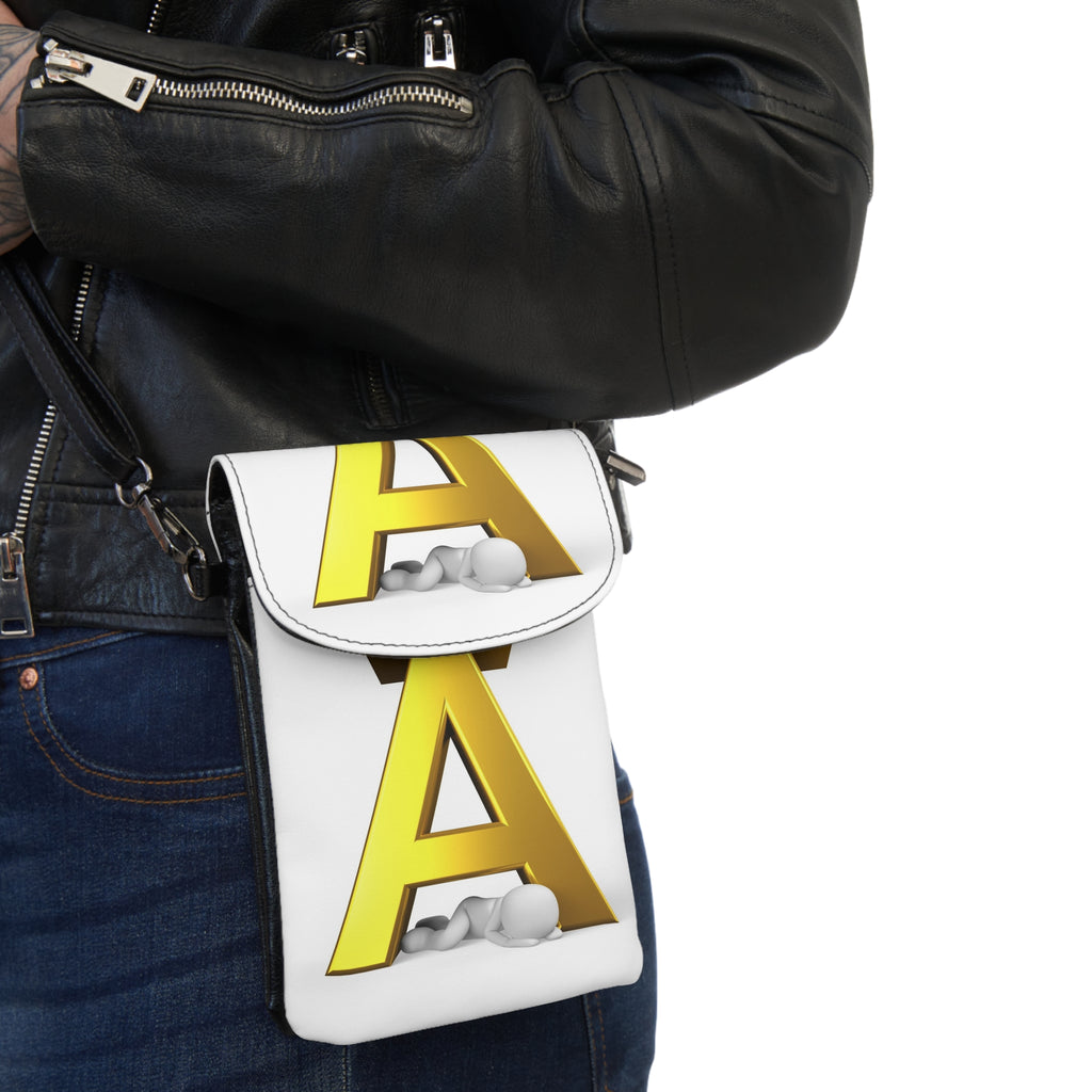 Gold 3D Letter Ä Cell Phone Wallet | Small Crossbody Phone Pouch