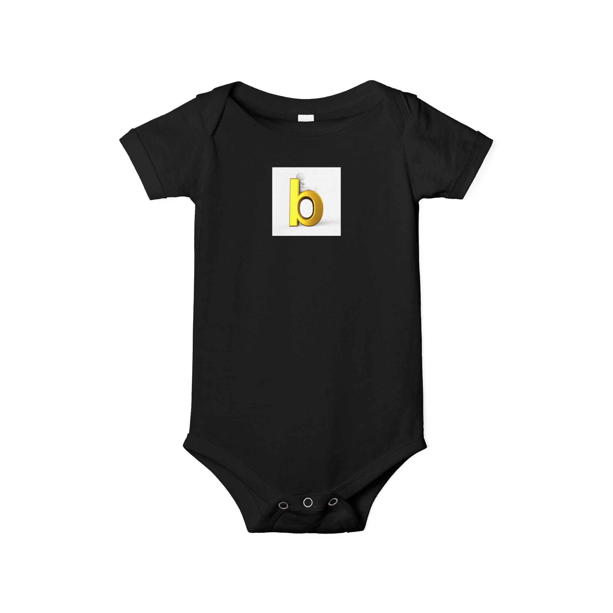Body de bébé minuscule jaune avec la lettre b | Body pour bébé