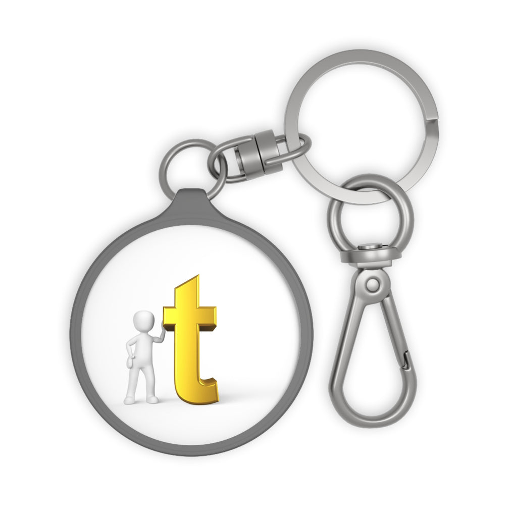 Gold Letter T Initial Keyring Tag | Round Metal Keychain