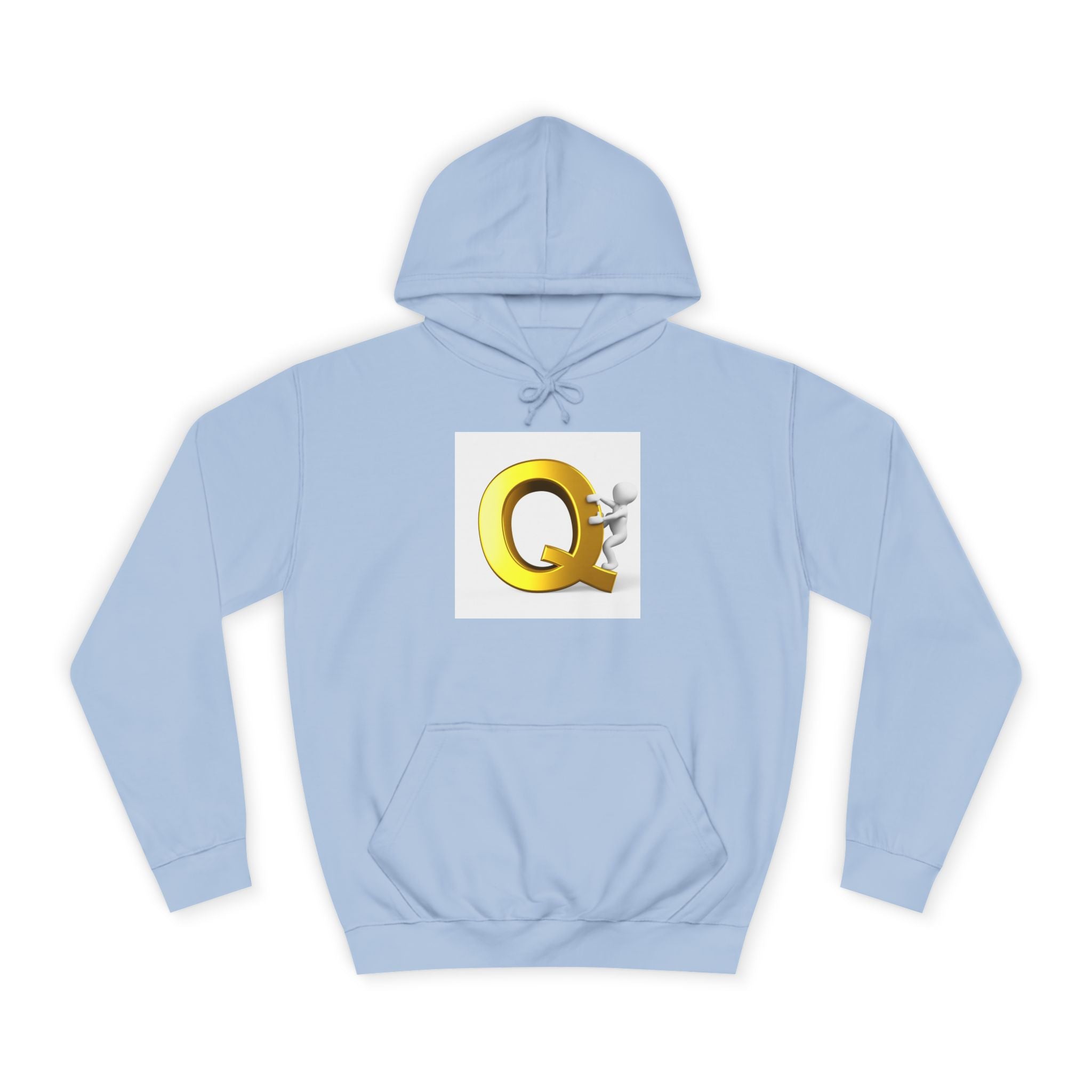 Golden Q Letter Hoodie | 3D Character Climbing Initial Sweatshirt