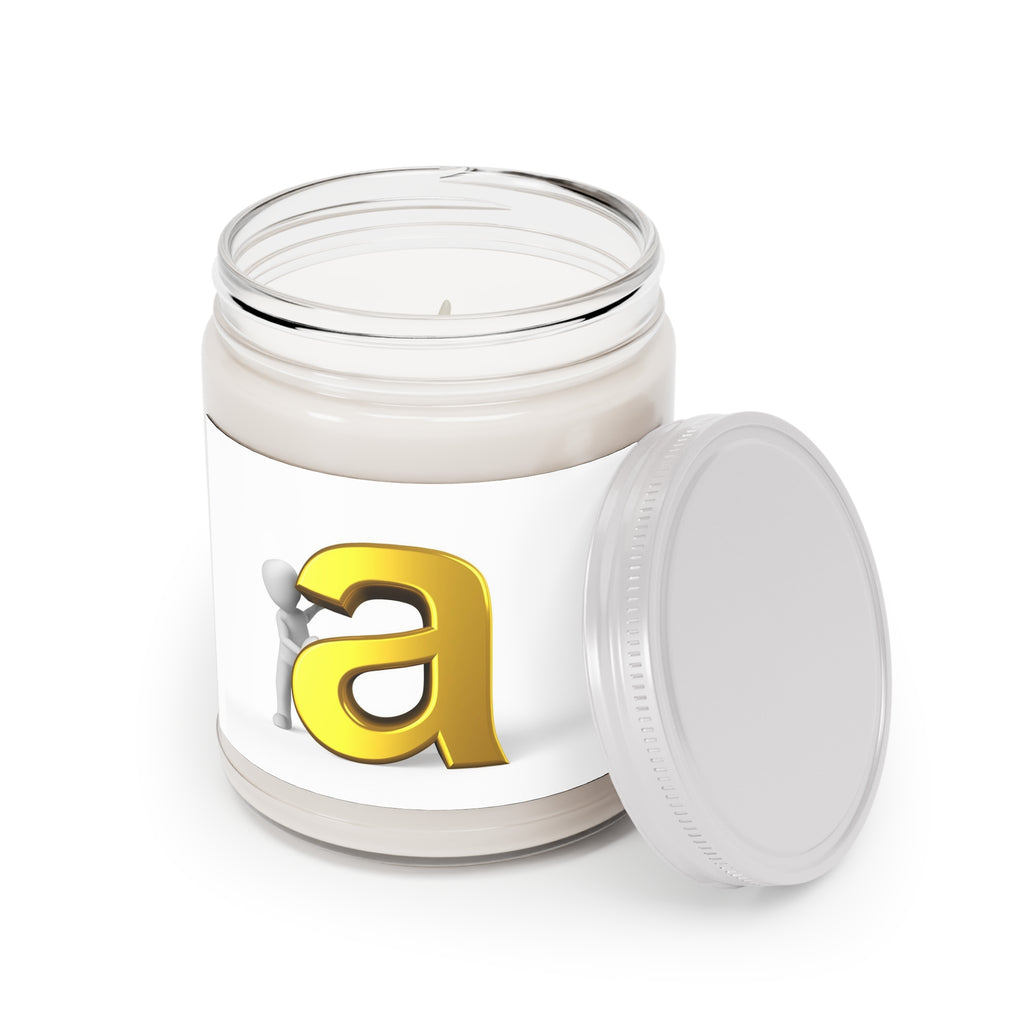 Gold Letter A Initial Candle 9oz Soy Candle with White Lid | Monogram Letter A Candle