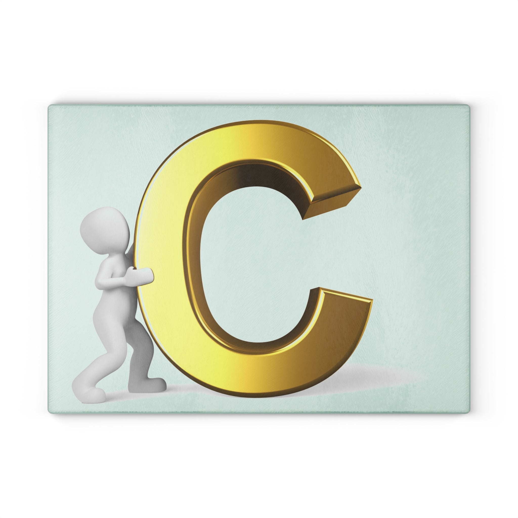 Gold Letter C Glass Cutting Board | Initial Monogram Kitchen Decor