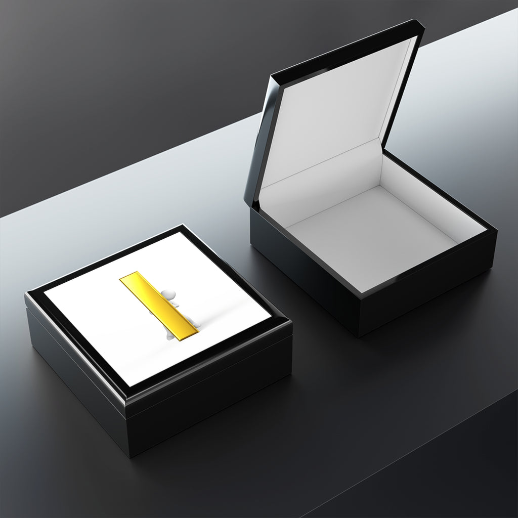 Minimalist Gold Letter i  Illustration Jewelry Box | Modern Keepsake Box