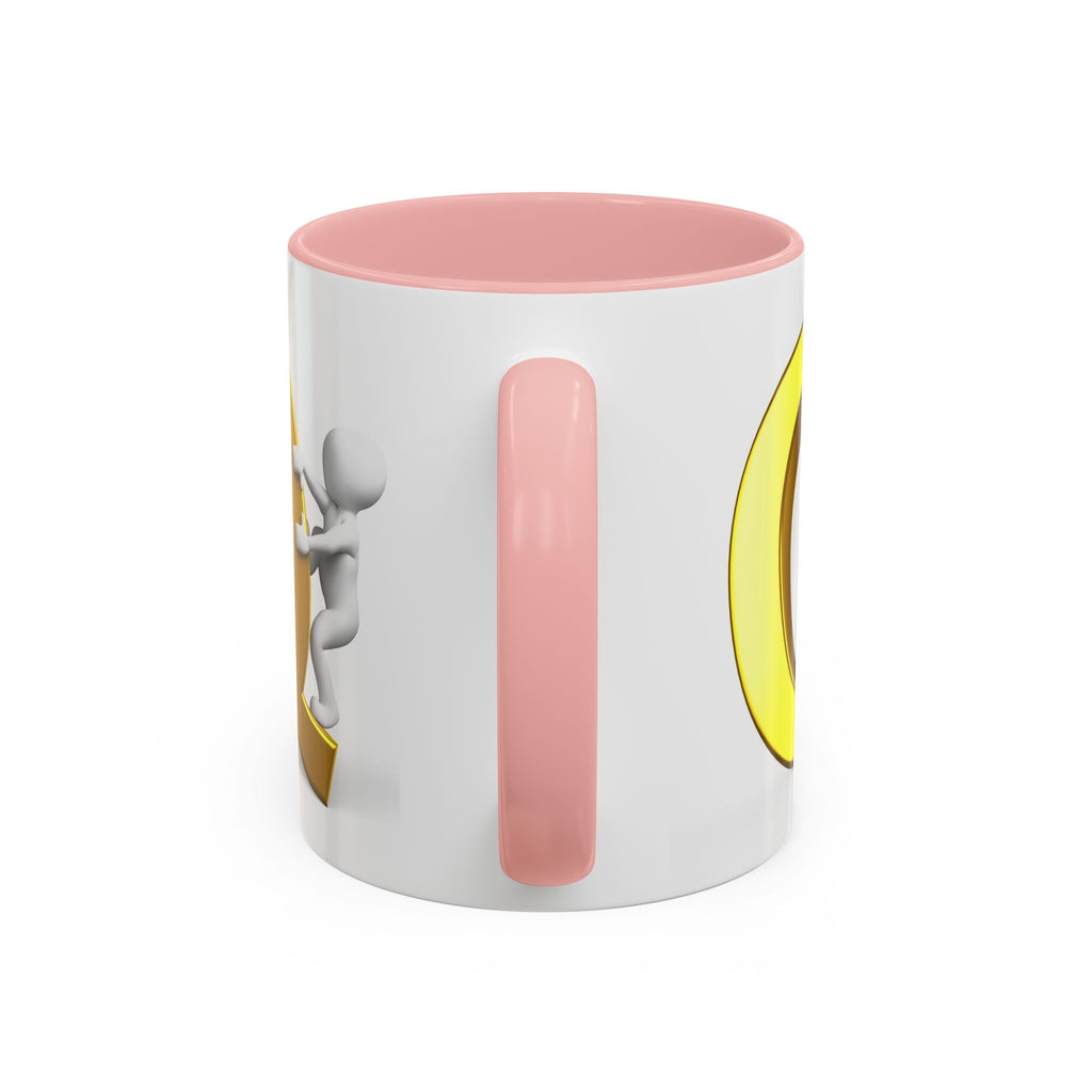 3D Gold Letter Q with Climbing Figure Mug | Accent Coffee Mug 11oz 15oz