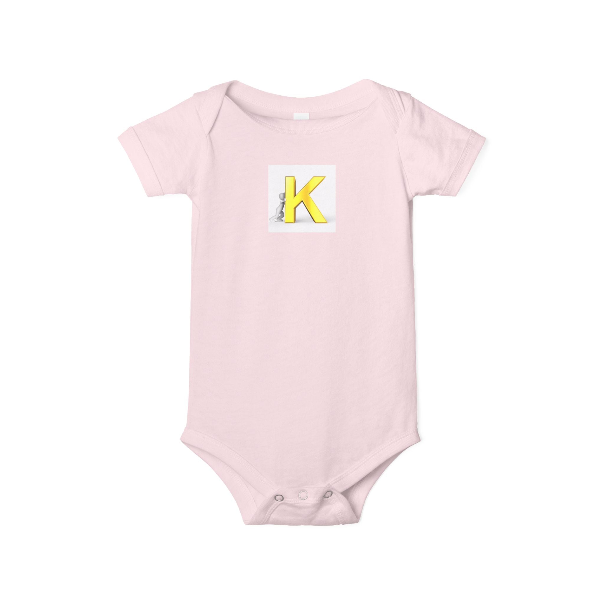 Body bébé monogramme lettre K jaune | Grenouillère bébé initiale