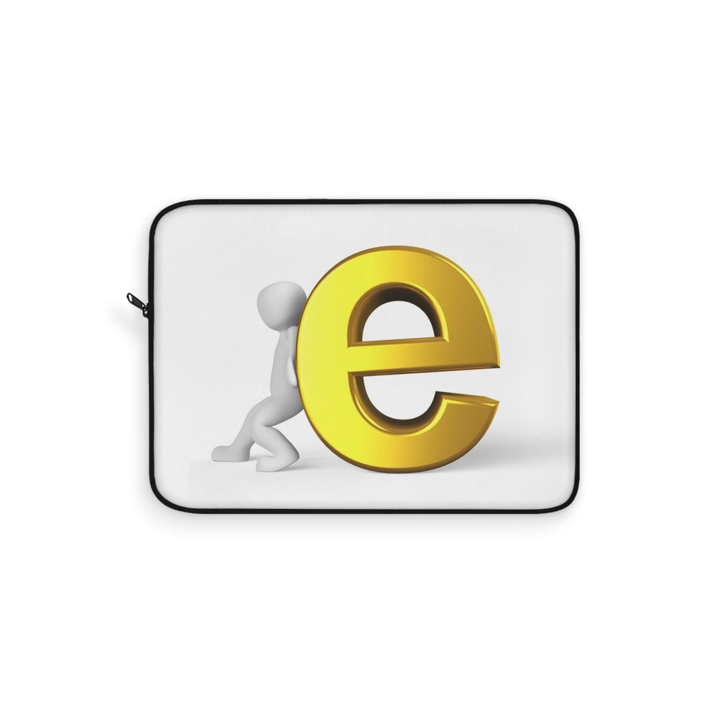 Golden Letter E Laptop Sleeve | Alphabet Monogram, Minimalist Typographic Design