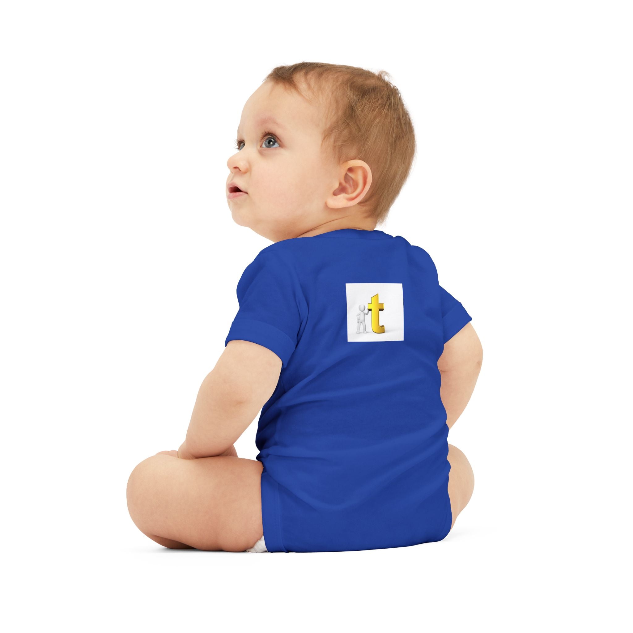 Yellow Letter T Baby Onesie | Infant Jersey One Piece, Minimal Initial Graphic