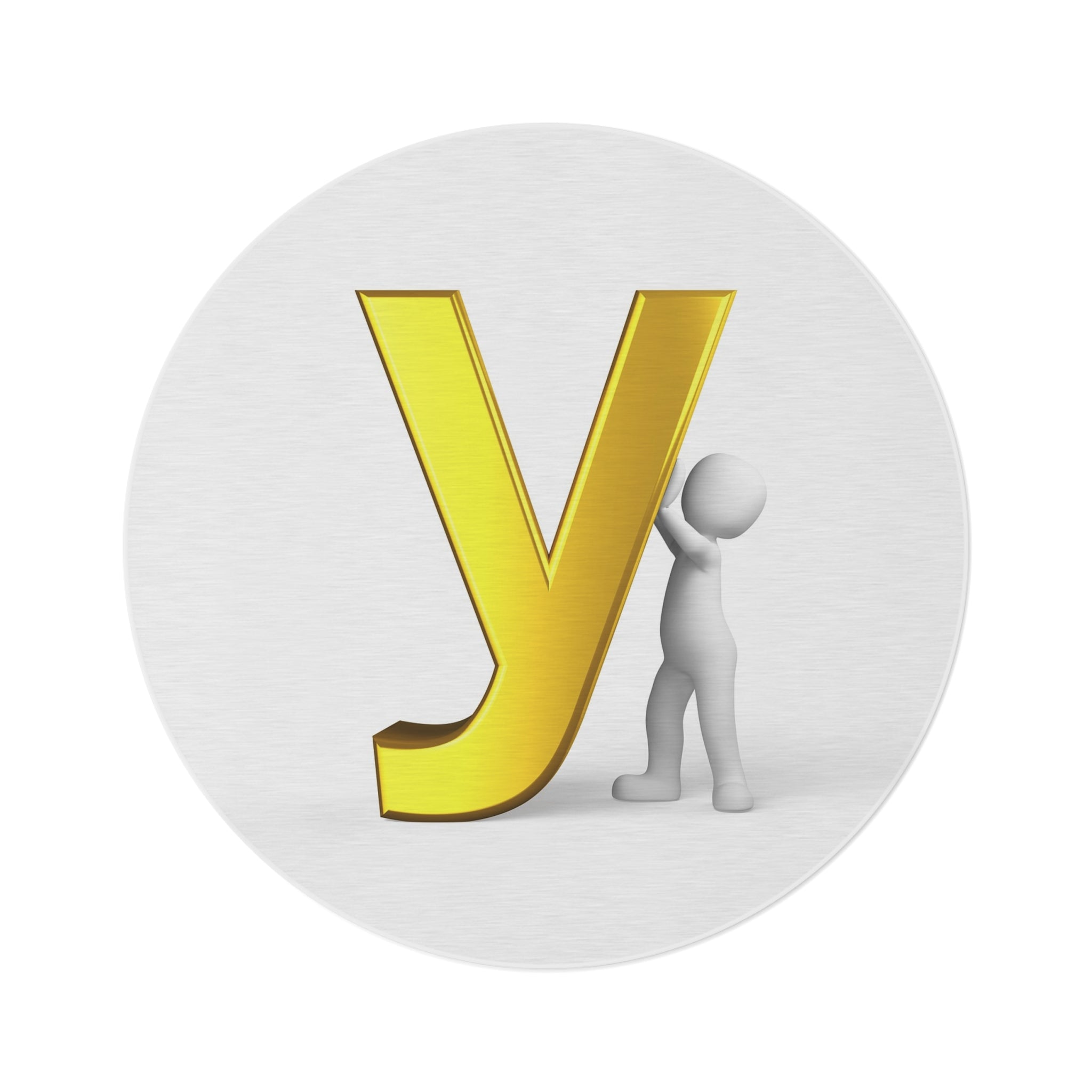 Gold Letter Y Monogram Round Rug | Initial Accent Floor Mat