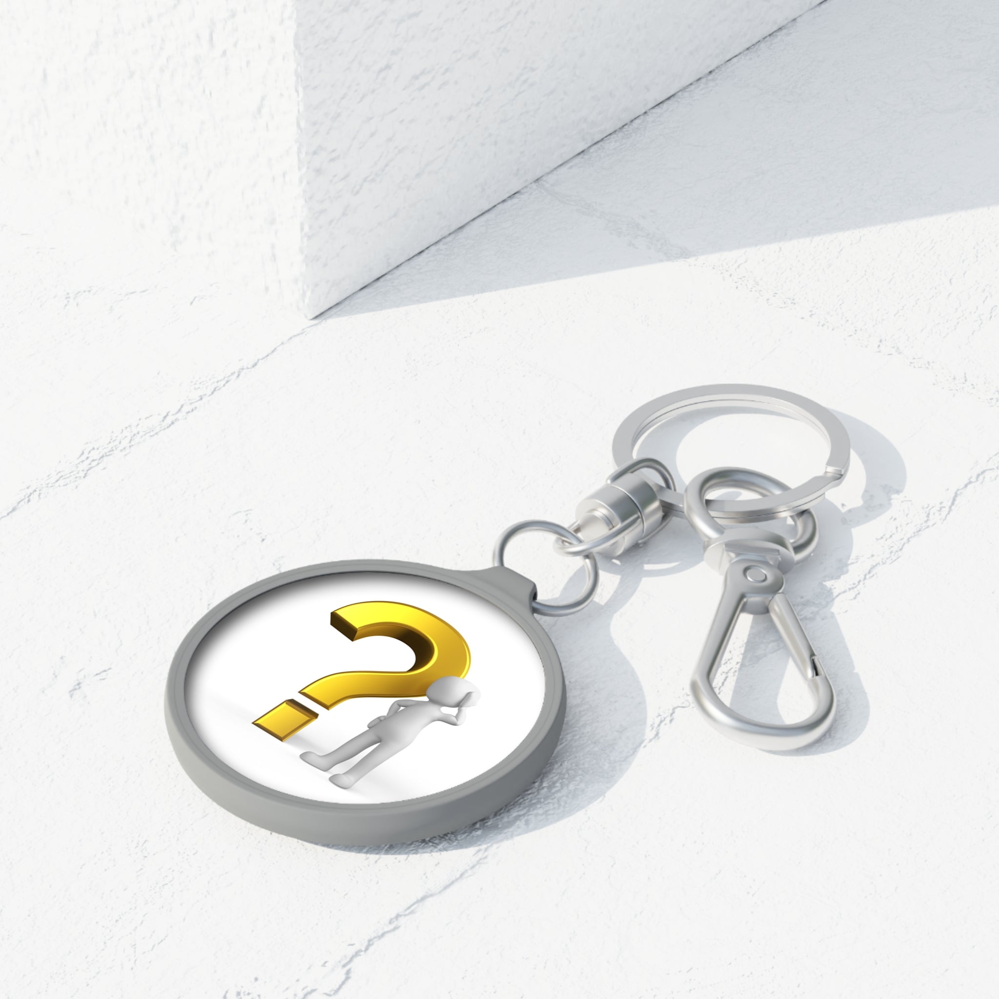Question Mark Figure Keyring Tag | Mystery Icon Keychain