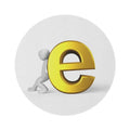 Gold Letter E with Figure Round Rug | Alphabet Monogram Floor Mat