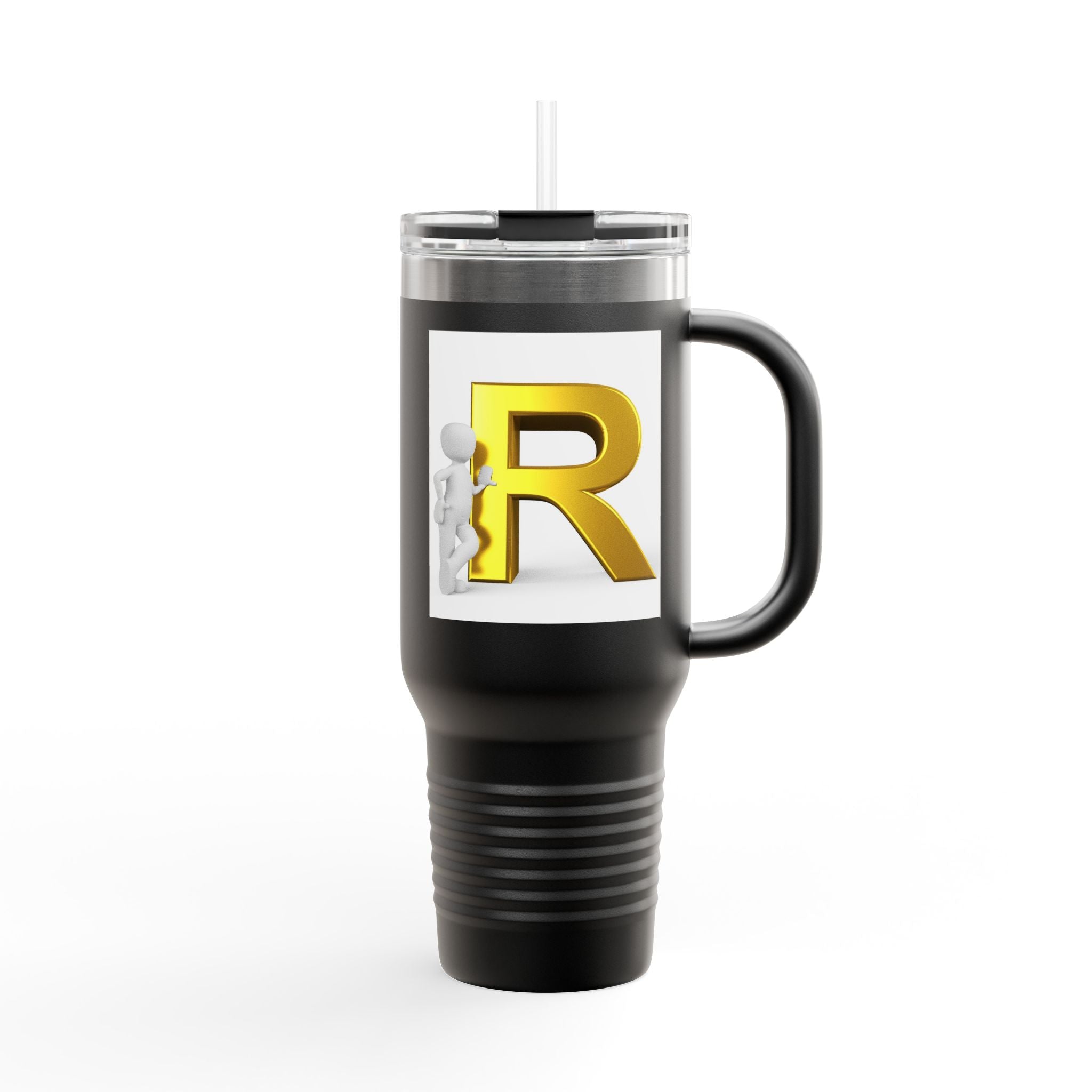 Gold 3D Letter R Initial Insulated Travel Mug | 40oz