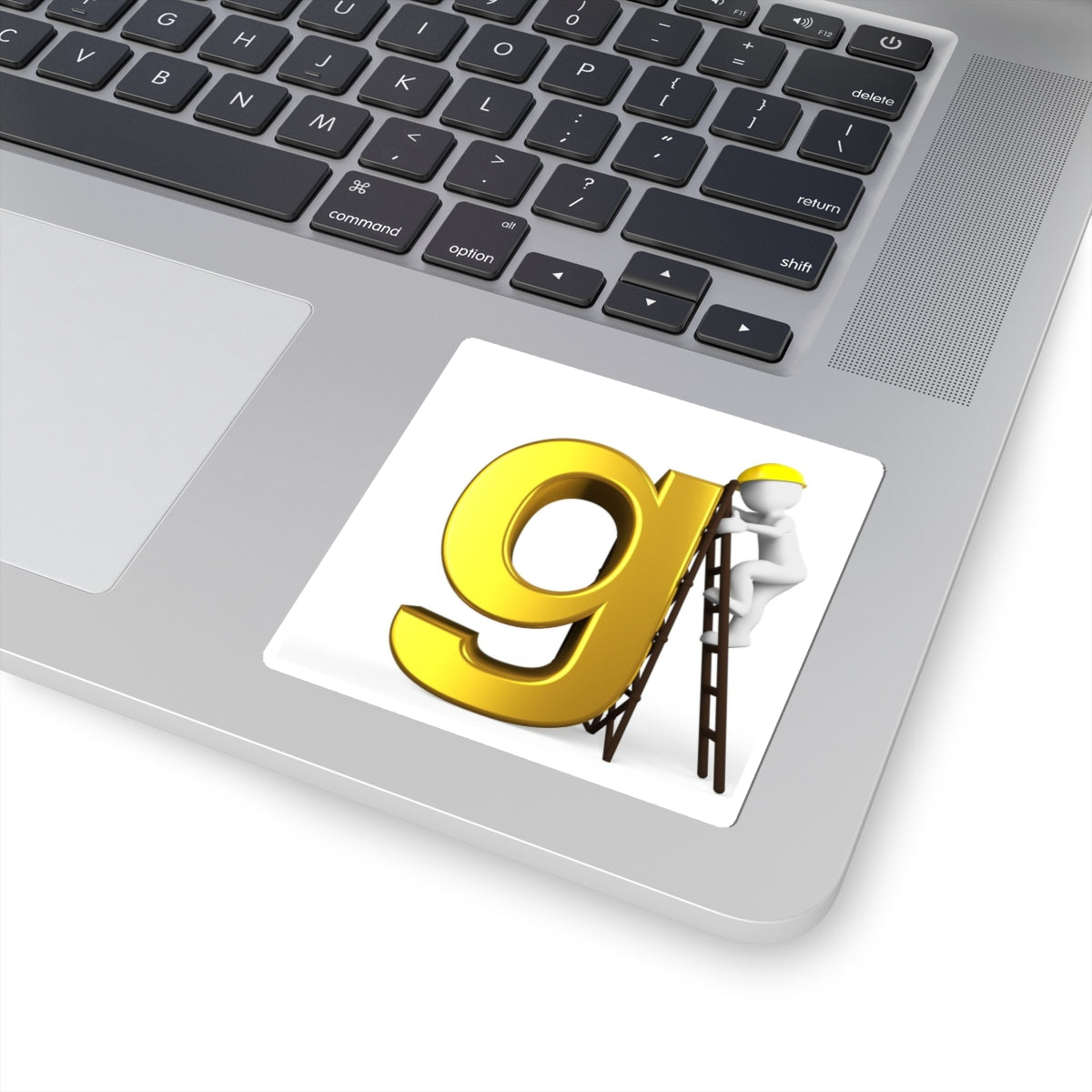 Yellow 3D Letter G with Worker Sticker | Kiss-Cut Sticker