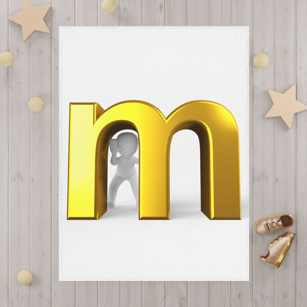 Gold Letter M toddler blanket | Monogram initial nursery decor