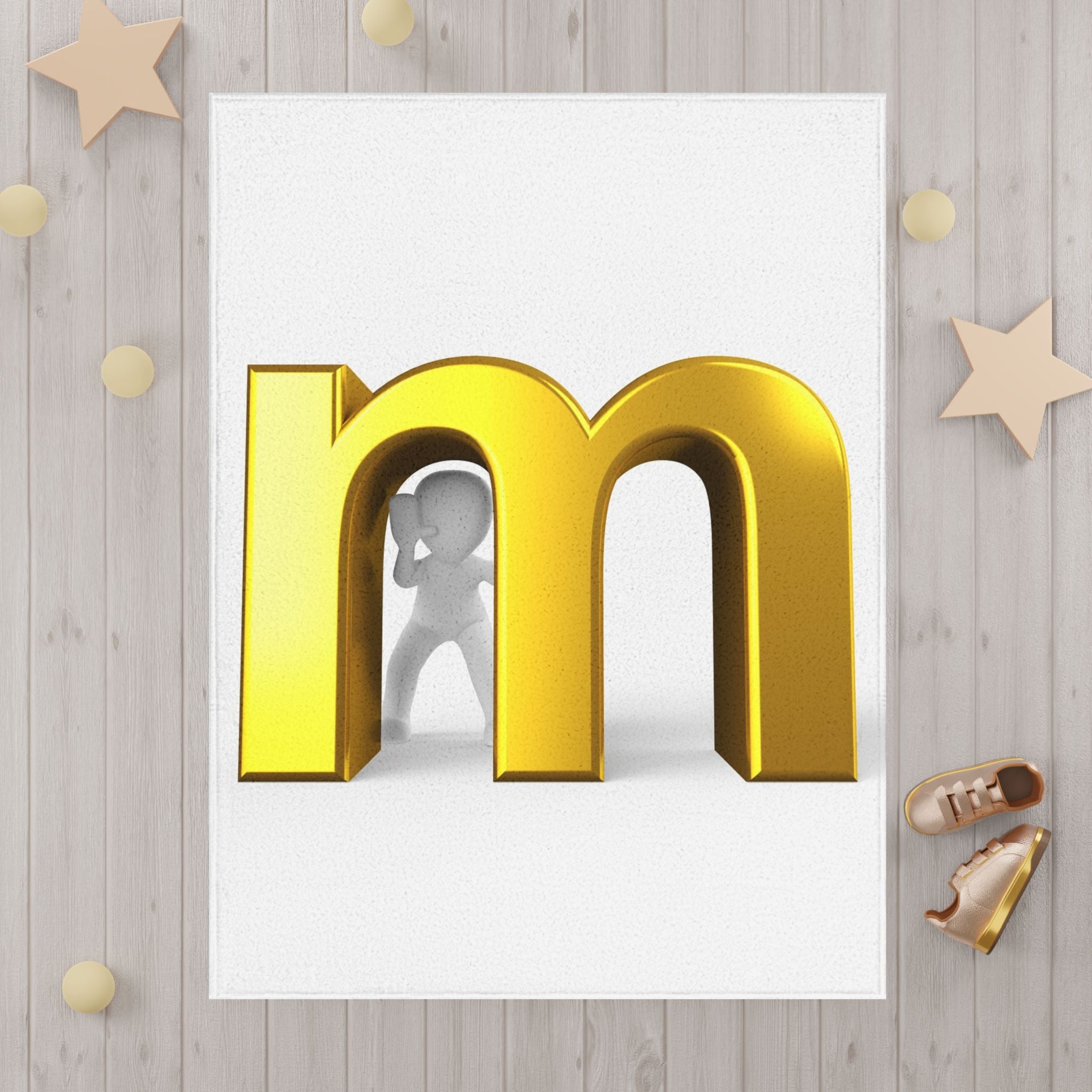 Gold Letter M toddler blanket | Monogram initial nursery decor
