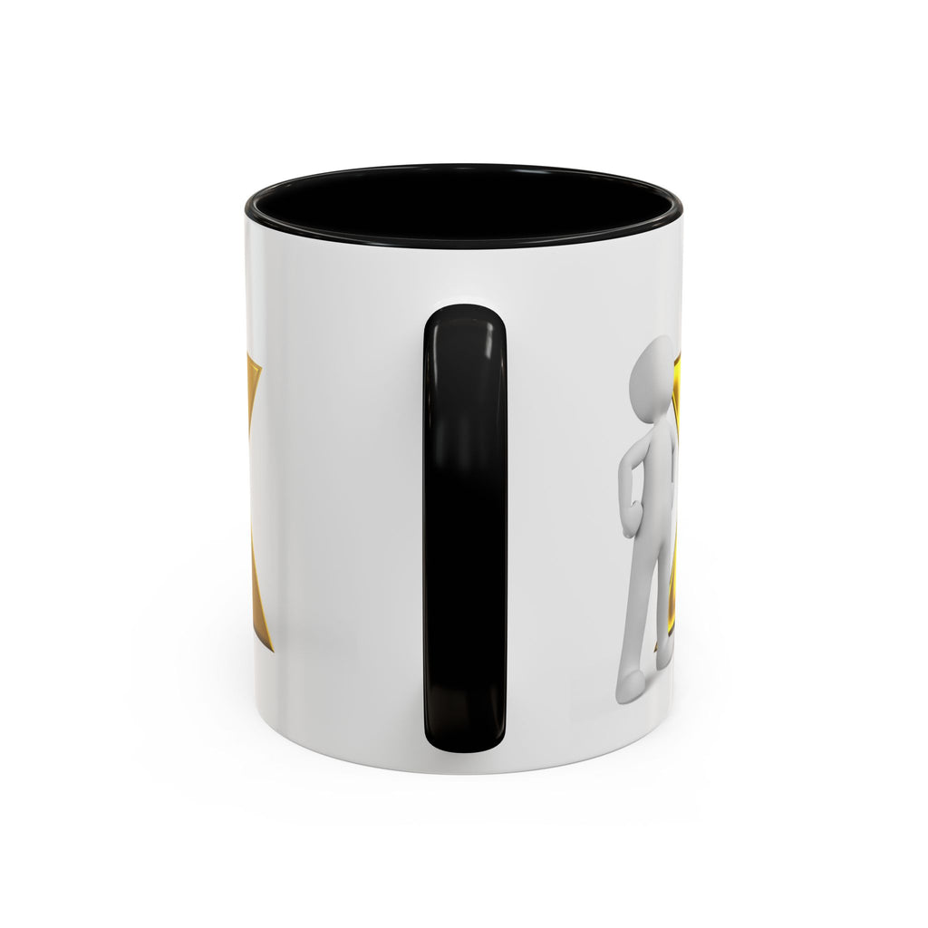 3D Gold X with Figure Mug | Accent Coffee Mug