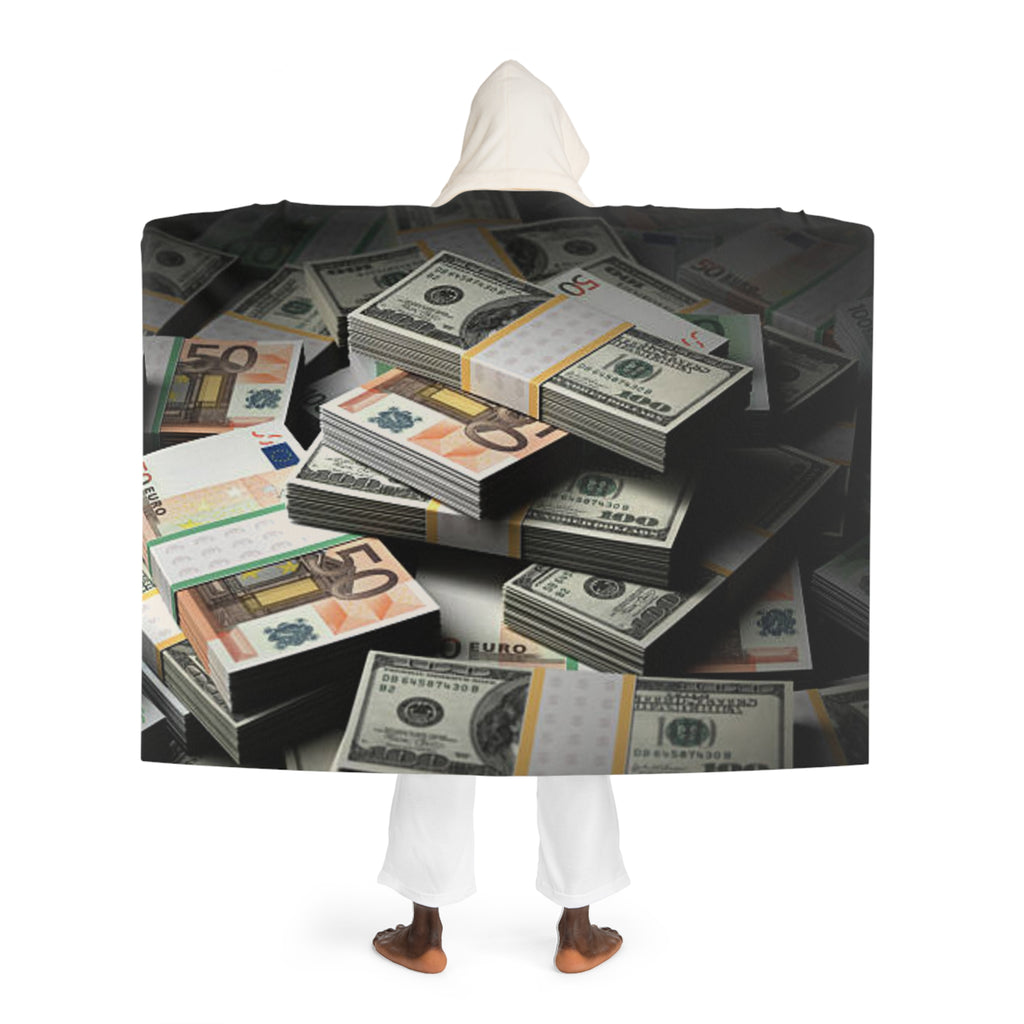 Money Print Hooded Blanket | Sherpa Fleece Cash Design