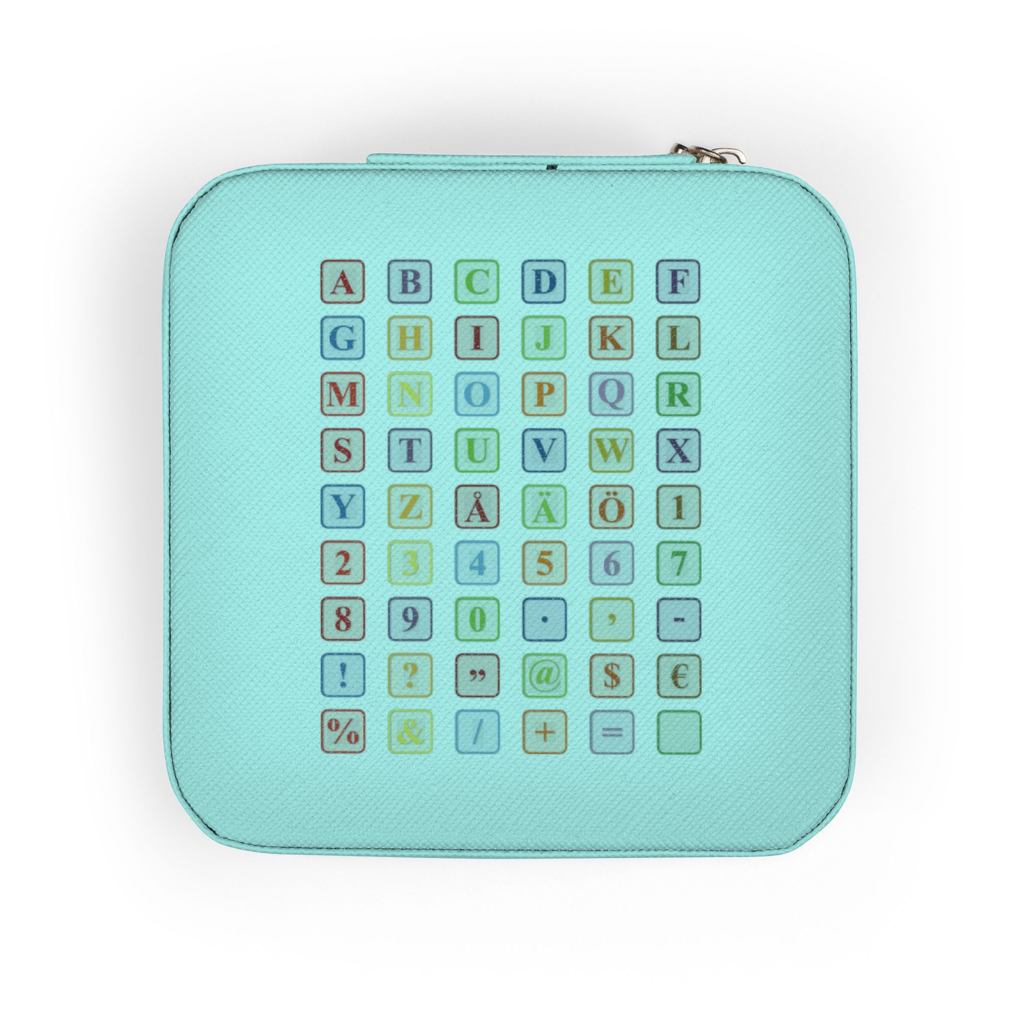 Pastel Alphabet Square Jewelry Travel Case | Compact Organizer