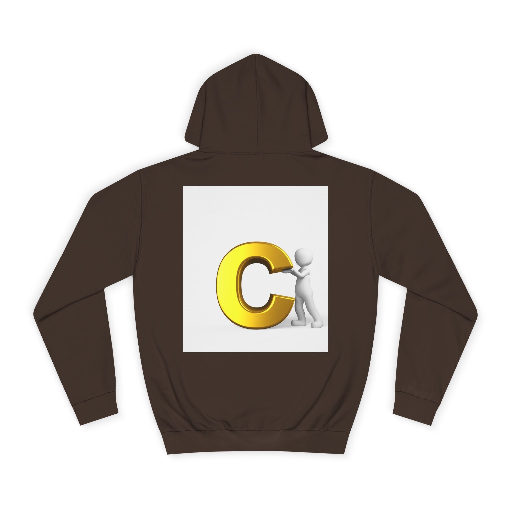 3D Yellow Letter C with Character Hoodie | Initial Monogram Sweatshirt