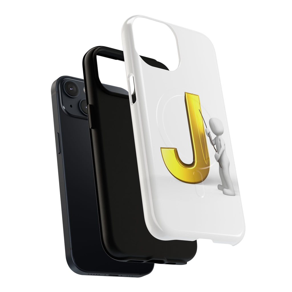 Gold Letter J with Painter Figure Phone Case | Tough Magnetic Case