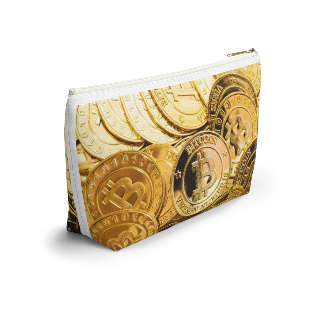 Bitcoin Coin Print Accessory Pouch | T Bottom Cosmetic Bag
