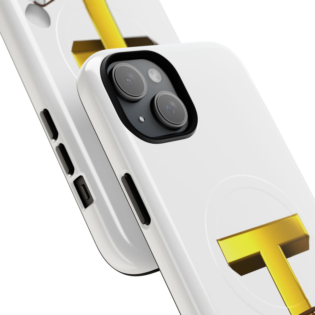 Gold Letter T with Tugging Figure phone case | Magnetic Tough Case
