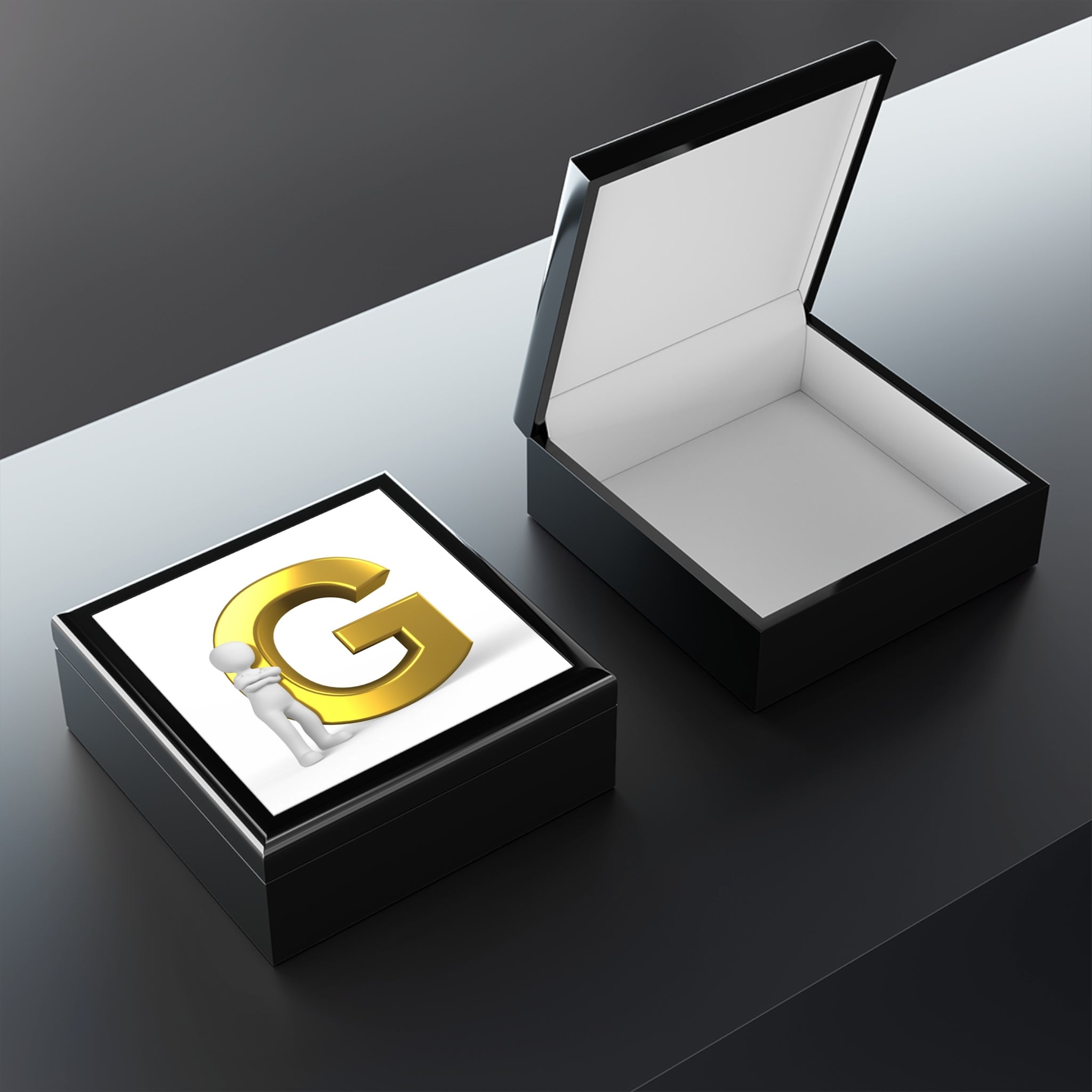 Gold Letter G Monogram Jewelry Box | Initial Keepsake Box