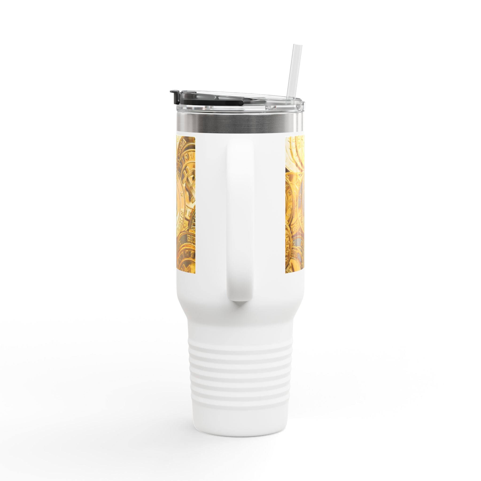 Bitcoin Coin Pattern Travel Mug | 40 oz Insulated Tumbler