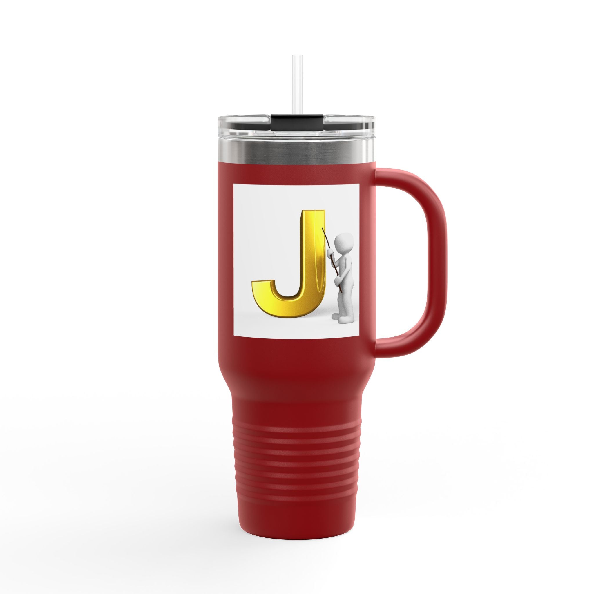 Gold Letter J Initial Travel Mug | 40oz Insulated Tumbler