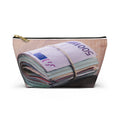 Rolled Euro Banknotes Accessory Pouch | T-Bottom Zipper Pouch