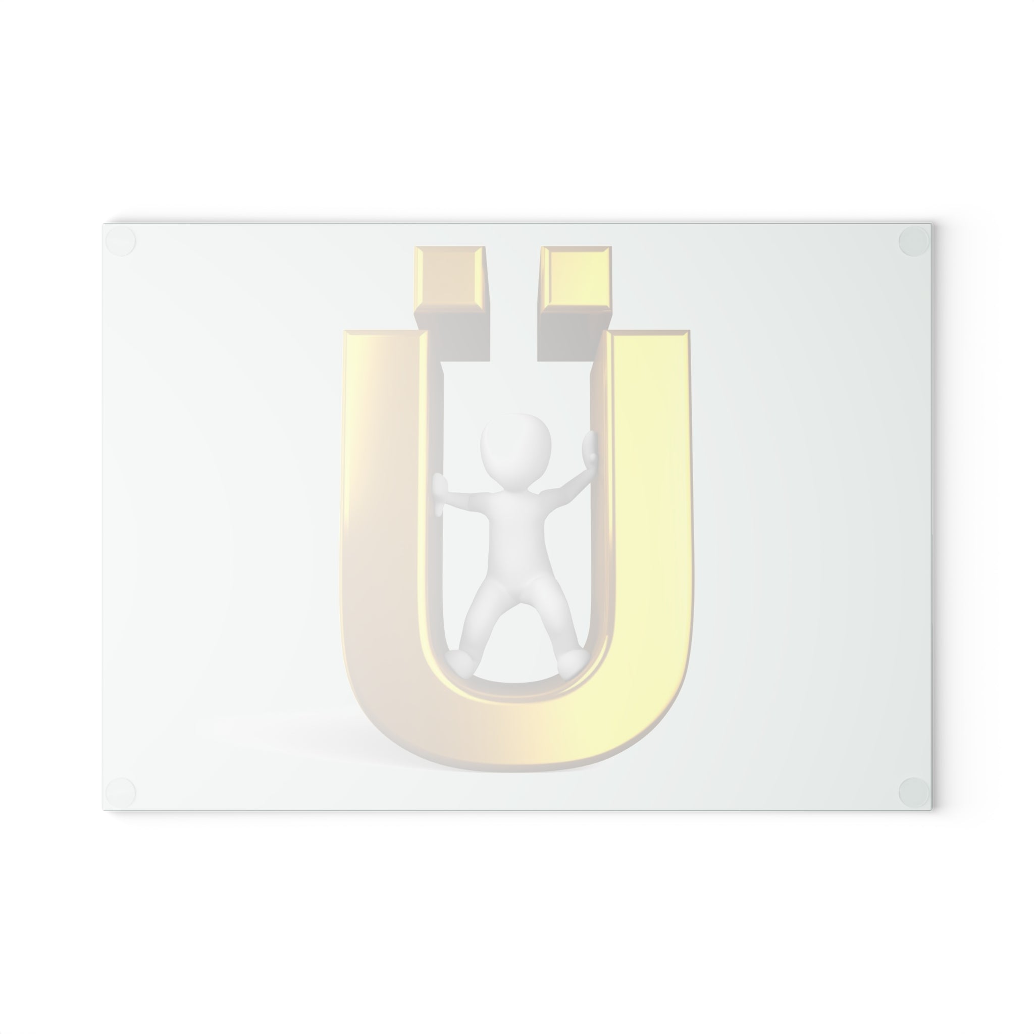 Gold Letter Ü Magnet Figure Glass Cutting Board | Lucky Magnet Design