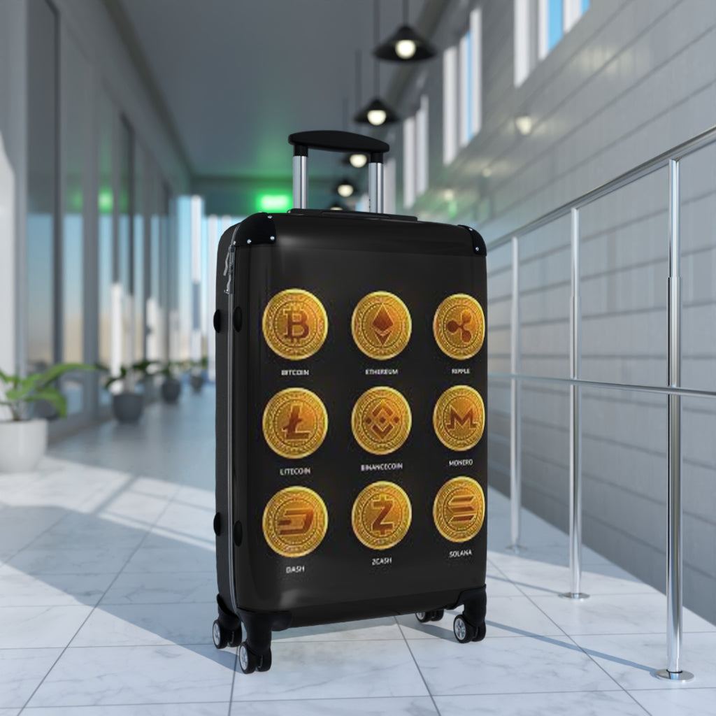 Cryptocurrency Coins Suitcase | Bitcoin Ethereum Litecoin Travel Luggage