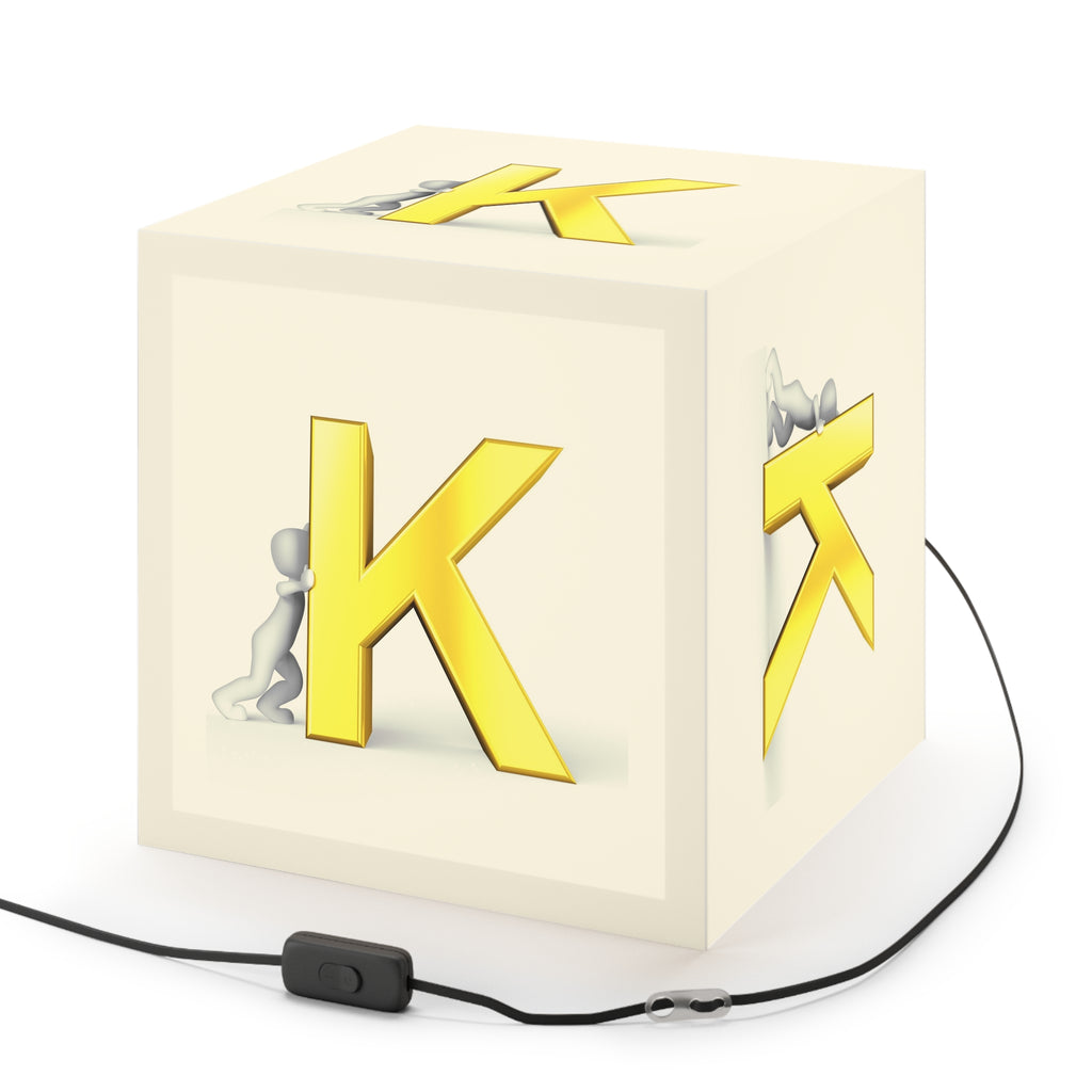 Golden Letter K Light Cube Lamp | Initial Monogram Pendant Light