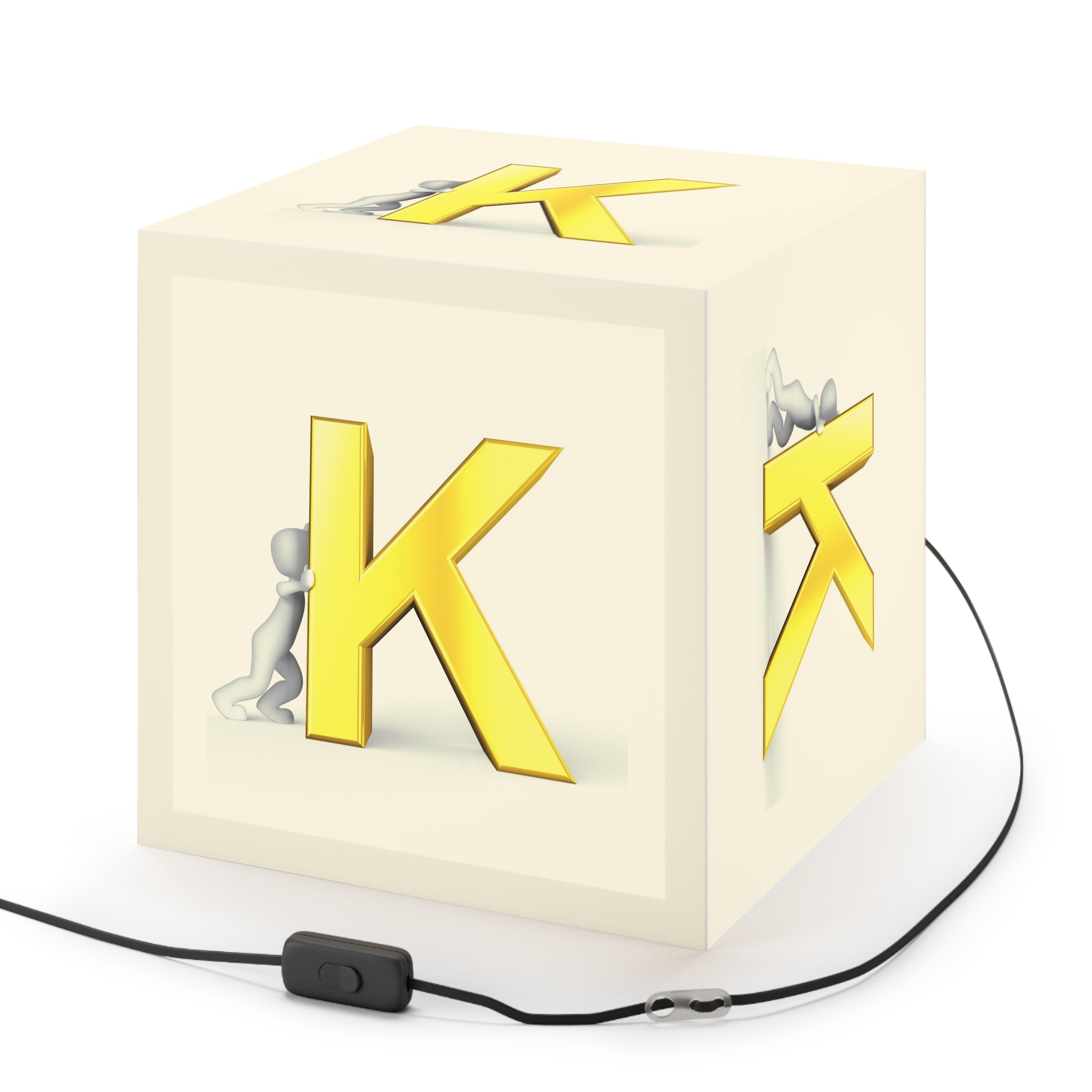 Golden Letter K Light Cube Lamp | Initial Monogram Pendant Light