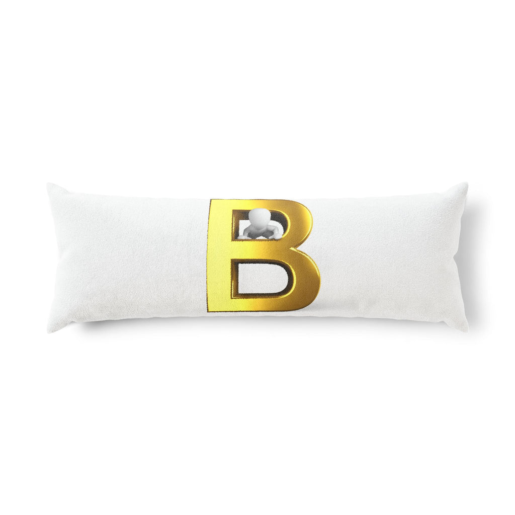 Gold Letter B Monogram Body Pillow | Initial B Decorative Pillow