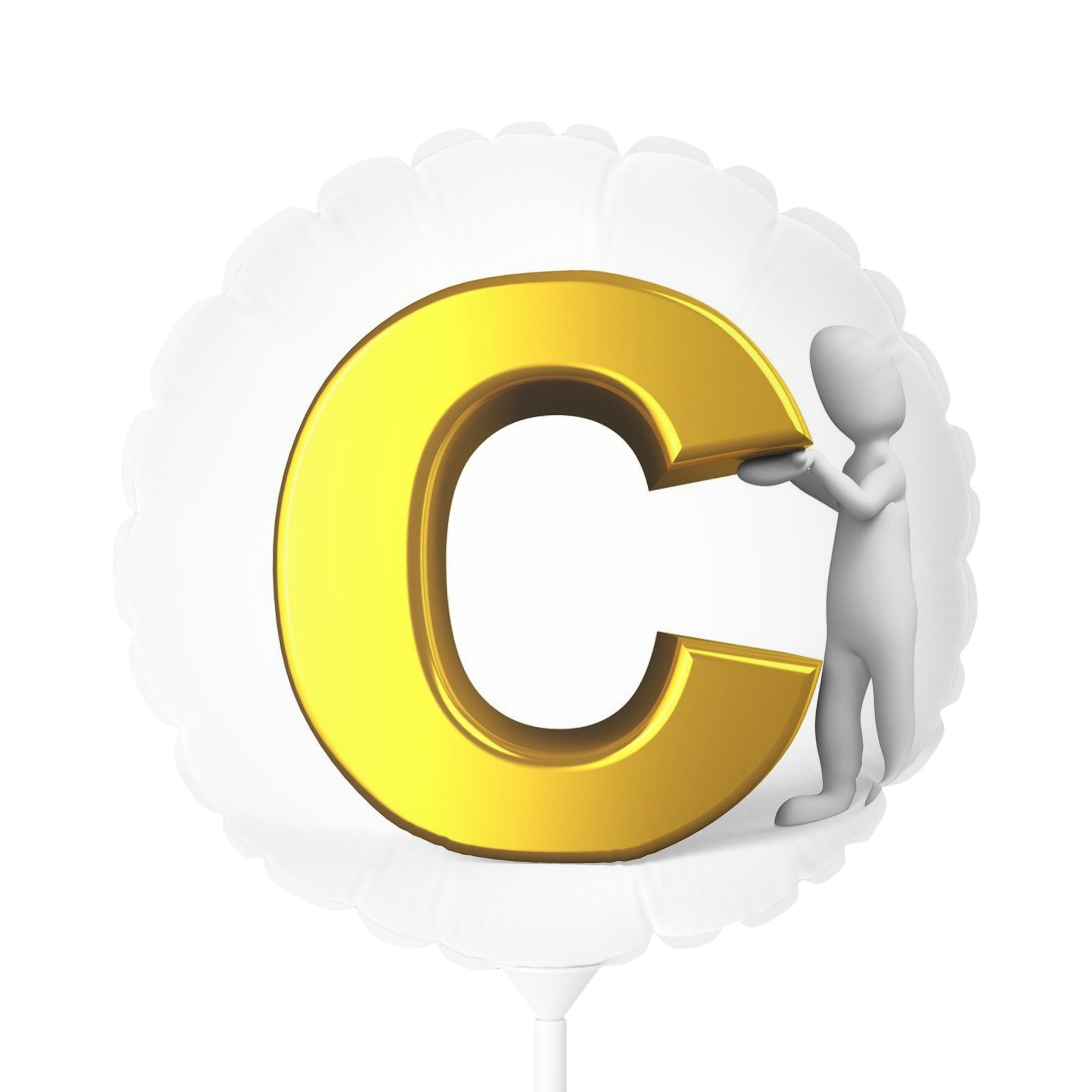 Gold Letter C Balloon 11" Round Foil Balloon | Initial C Balloon
